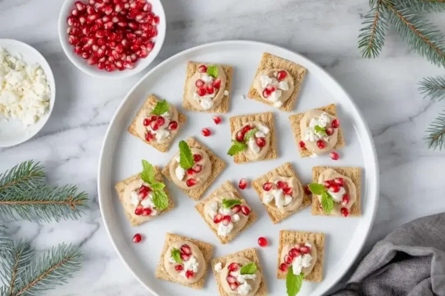 Канапе с хумусом и гранатом