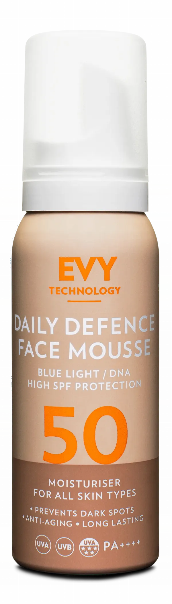 Щоденний захисний мус для обличчя SPF 50 від EVY