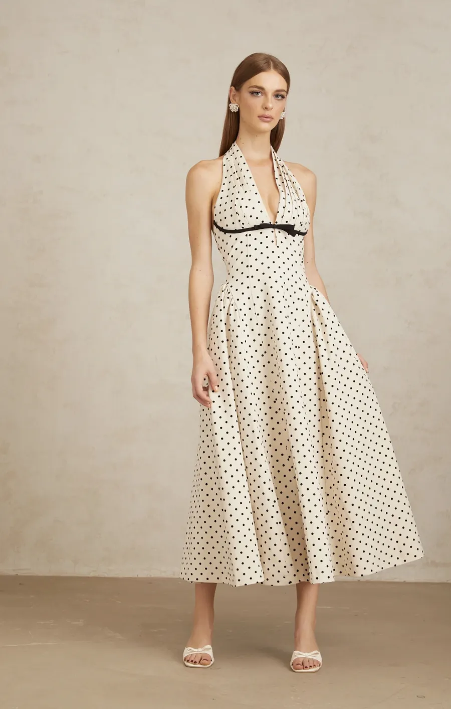 Miss Rosier, Gitane White Polka Dot Midi Dress
