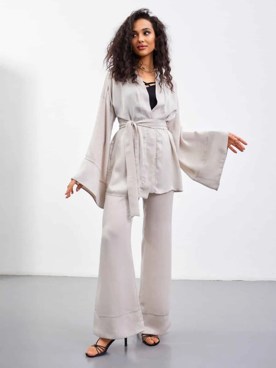 FashionSets, Шовковий костюм у піжамному стилі сірий