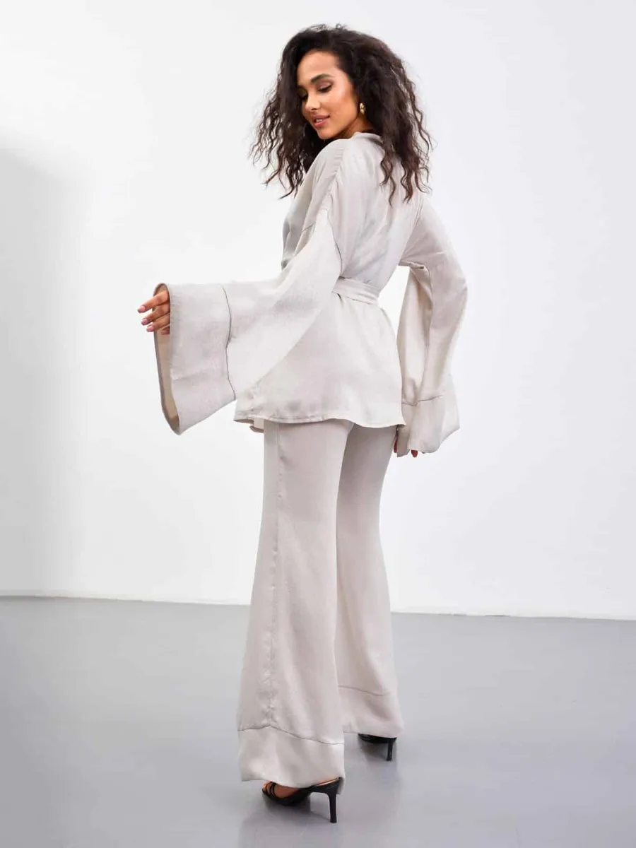 FashionSets, Шовковий костюм у піжамному стилі сірий
