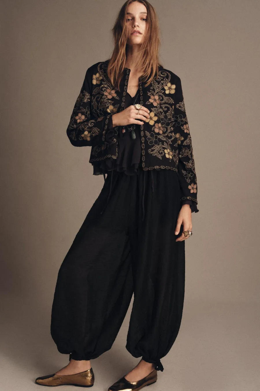 Zara, Жакет ZW Collection із квітковою вишивкою