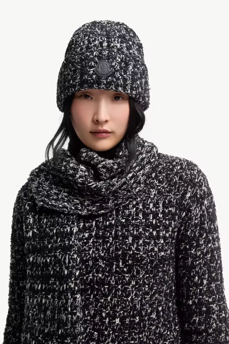 Moncler, Bonnet en Laine et Coton Mélangés